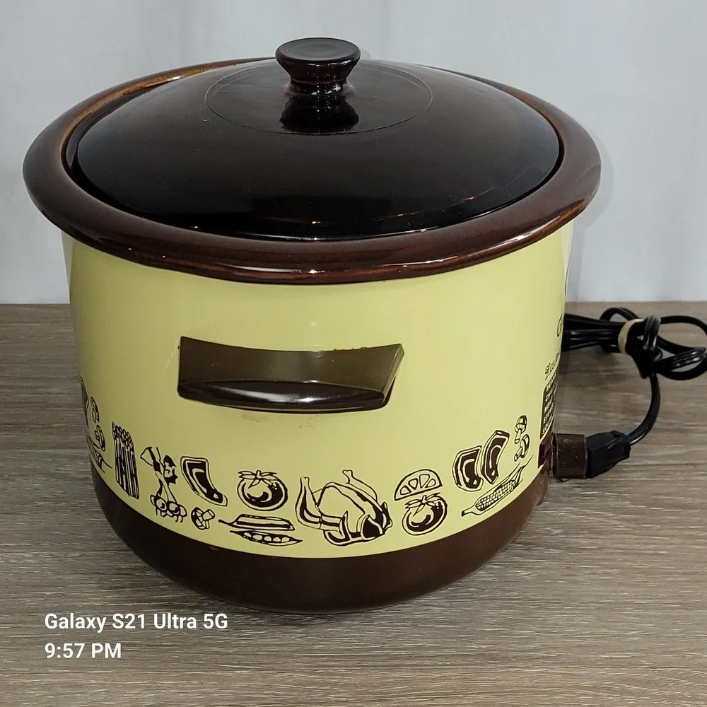 Vg Sunbeam Crockmaster 5 Quart Crock Pot Slow Cooker Amber Glass Lid Read